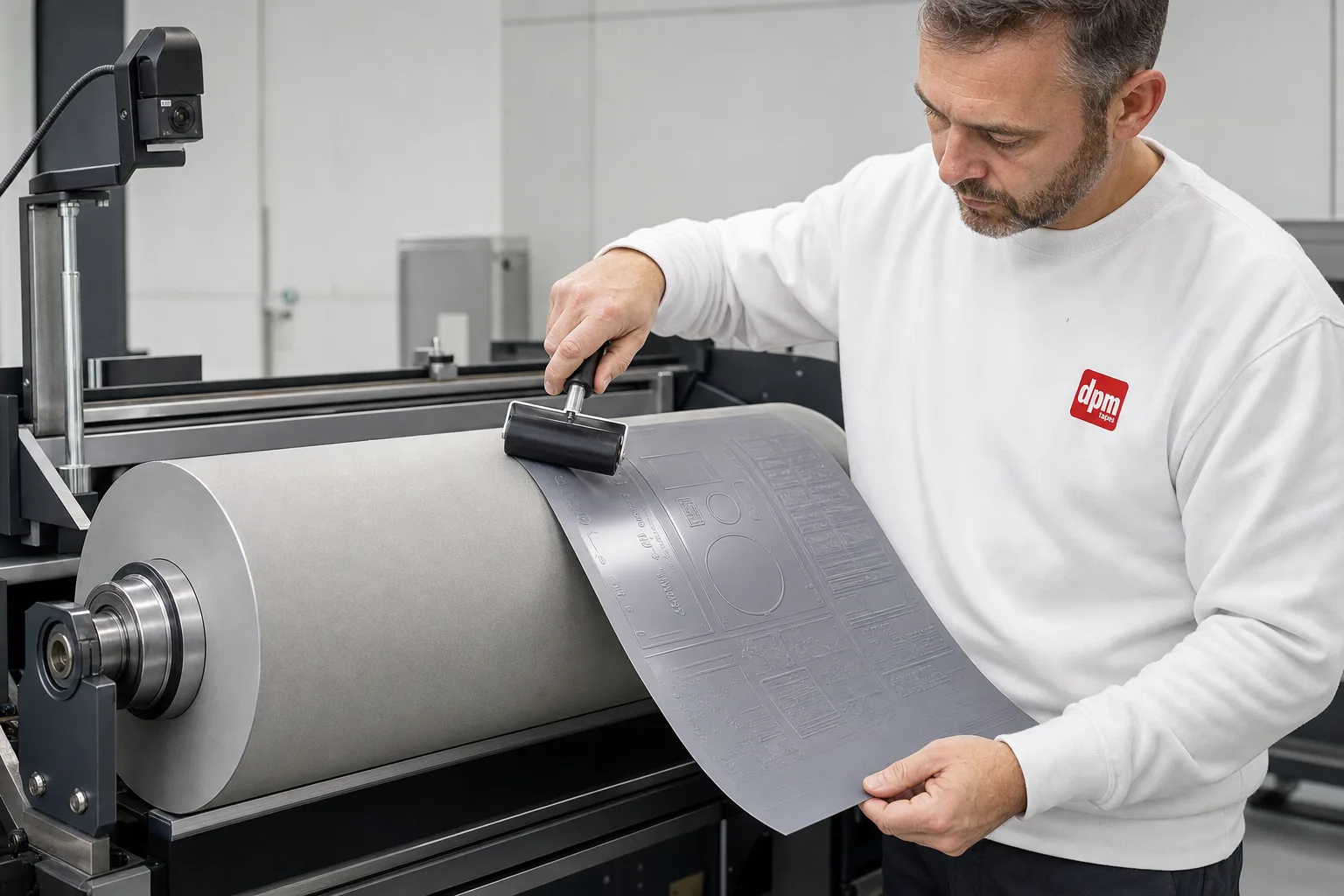 Mounting a flexographic plate on a cylinder with double-sided tape