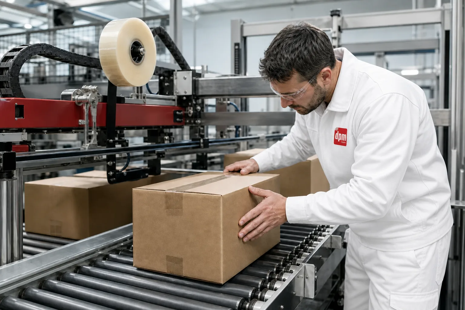 Inspecting box closure on an automatic packaging line