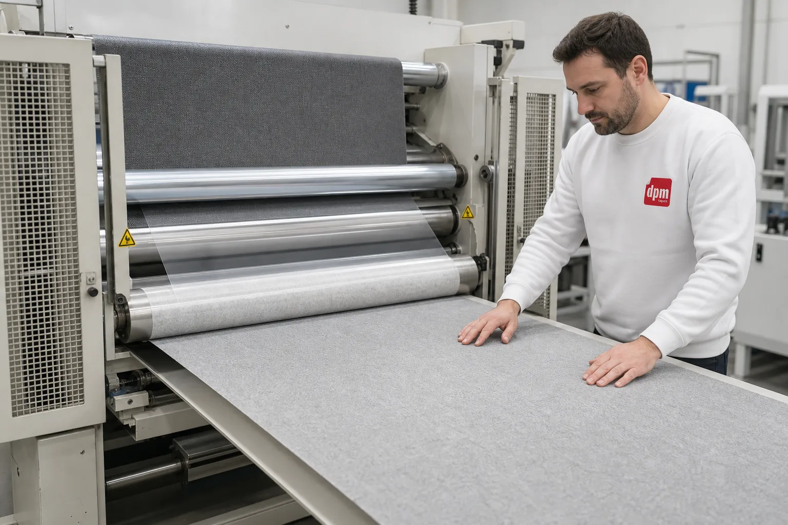 Laminierung von Stoffen, Filz und flexiblen Materialien auf einer Industrie line