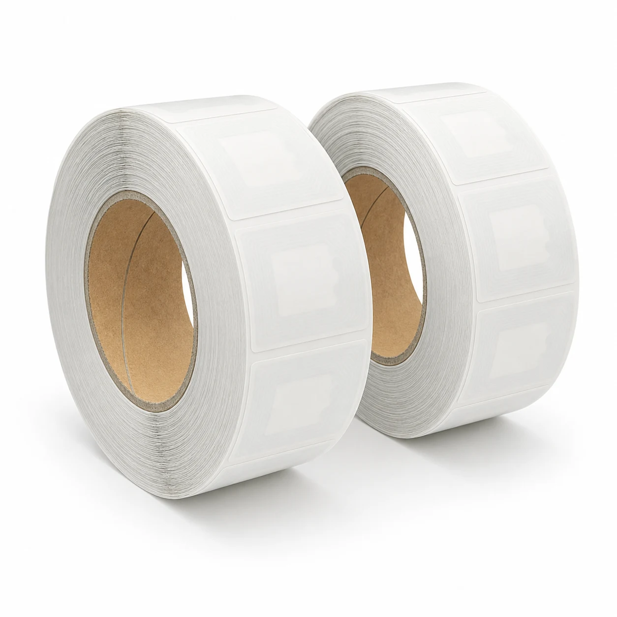 Packung mit 2 Rollen DPM Tapes RF 8,2 MHz Diebstahlsicherungsetiketten für Kühlschrank 4 × 4 cm weiß, 1000 pro Rolle